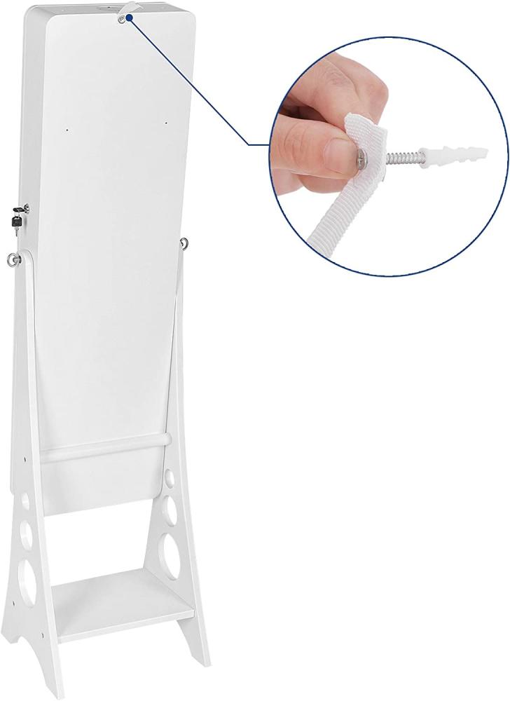 LED Schmuckschrank mit abgeschrägter Kante Spiegel abschließbarer Stehschrank-Organizer mit 6 Schubladen und Ohrring Aufbewahrung Bild 1
