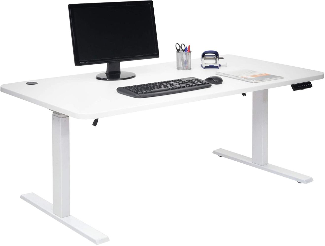 Schreibtisch HWC-D40 elektrisch höhenverstellbar Memory 160x80cm weiß, weiß Bild 1