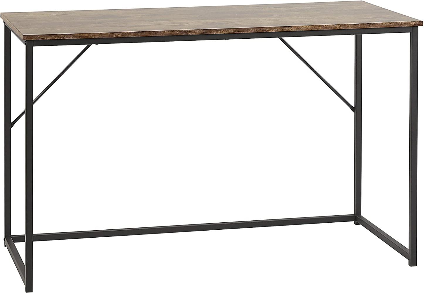 Schreibtisch dunkler Holzfarbton schwarz Spanplatte mit Metallgestell 120 x 55 cm Industrieller Stil Bild 1