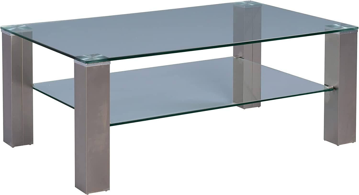 Couchtisch CILO 2 Tisch modern Glas Edelstahl Metall Bild 1