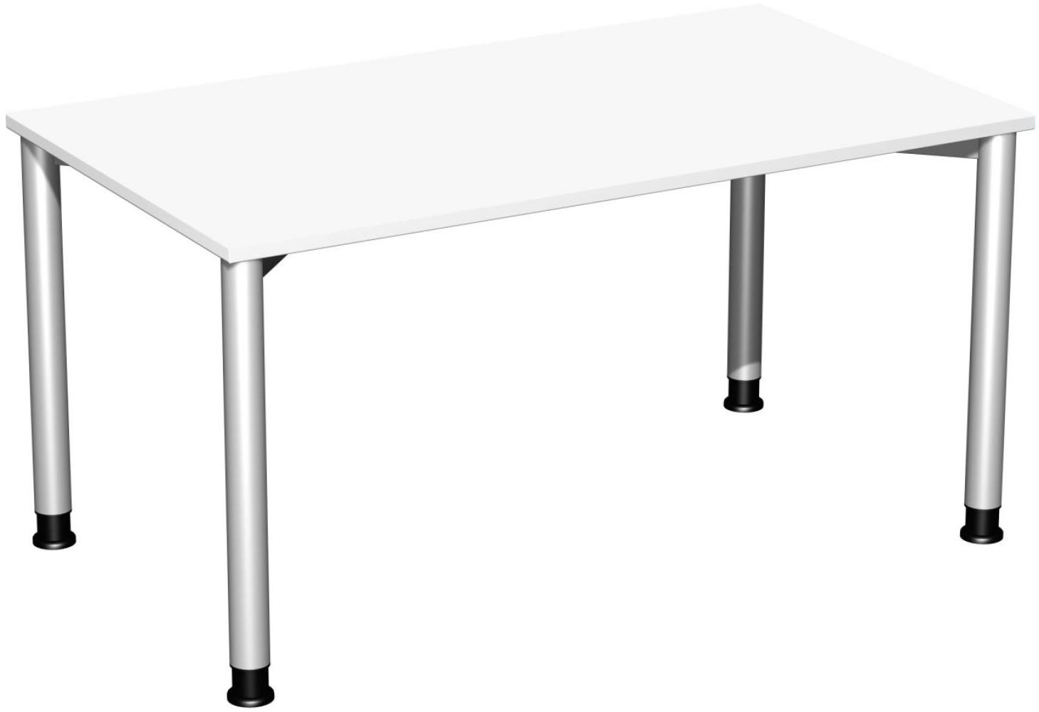 Schreibtisch '4 Fuß Flex' höhenverstellbar, 140x80cm, Weiß / Silber Bild 1