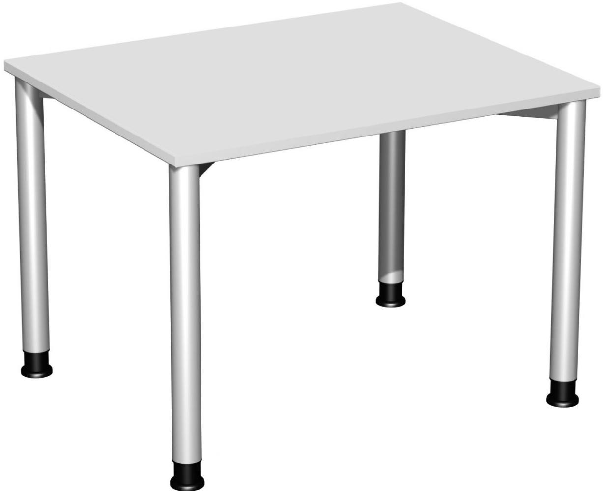 Schreibtisch '4 Fuß Flex' höhenverstellbar, 100x80cm, Lichtgrau / Silber Bild 1