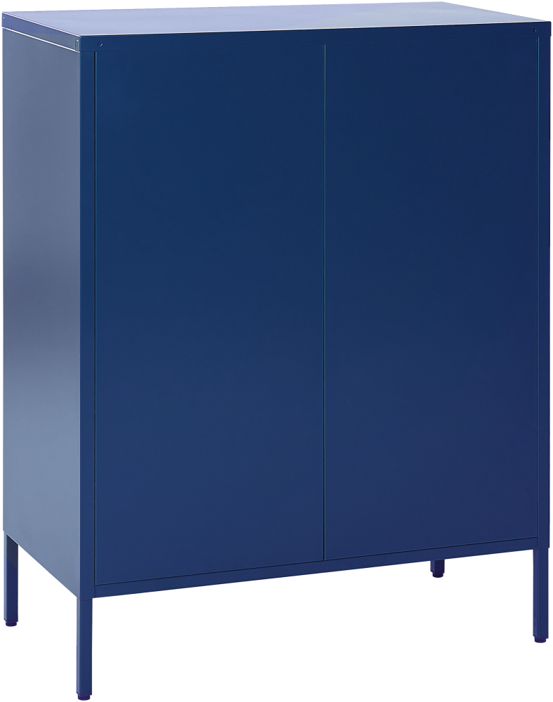Schrank Blau Metall 80 x 40 x 102 cm mit 2 durchsichtigen Türen 2 Regalböden 2 Griffen Flur Schlafzimmer Küche Wohnzimmer Bild 1