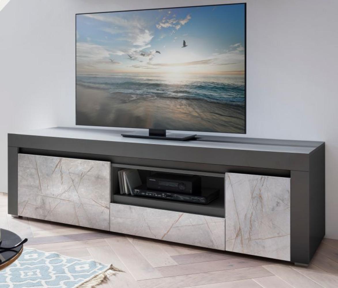 TV-Lowboard Airen in anthrazit und Marmor grau Optik 180 cm Bild 1