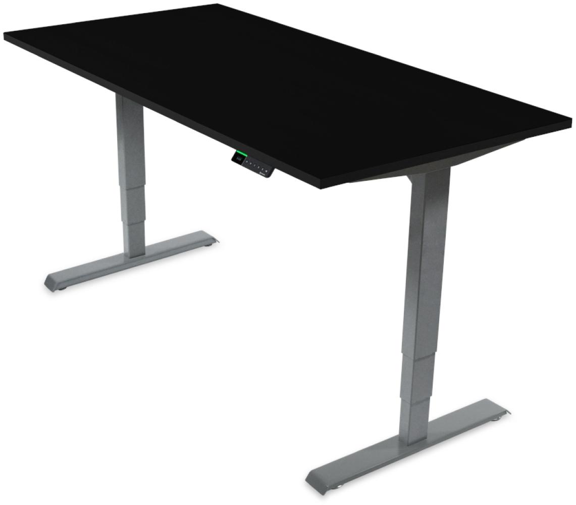 Desktopia Pro X - Elektrisch höhenverstellbarer Schreibtisch / Ergonomischer Tisch mit Memory-Funktion, 7 Jahre Garantie - (Schwarz, 160x80 cm, Gestell Grau) Bild 1