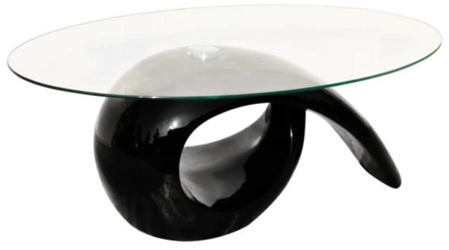 vidaXL Couchtisch mit ovaler Glasplatte Hochglanz Schwarz [240432] Bild 1