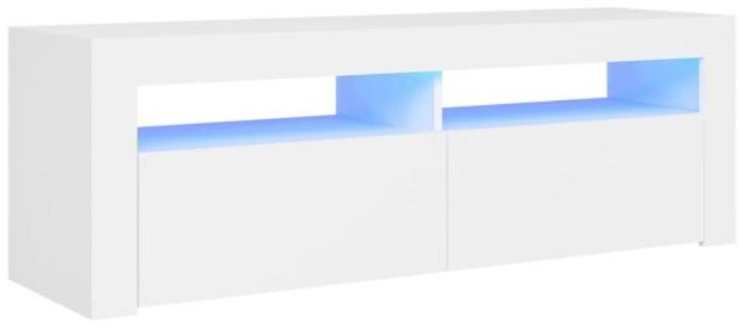 vidaXL TV-Schrank mit LED-Leuchten, Weiß matt, 120x35x40 cm Bild 1