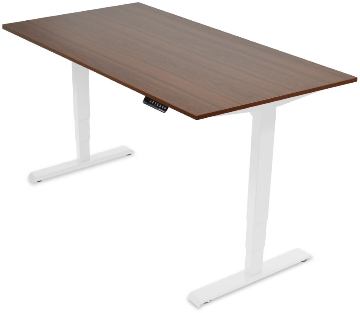 Desktopia Pro - Elektrisch höhenverstellbarer Schreibtisch / Ergonomischer Tisch mit Memory-Funktion, 5 Jahre Garantie - (Nussbaum, 160x80 cm, Gestell Weiß) Bild 1