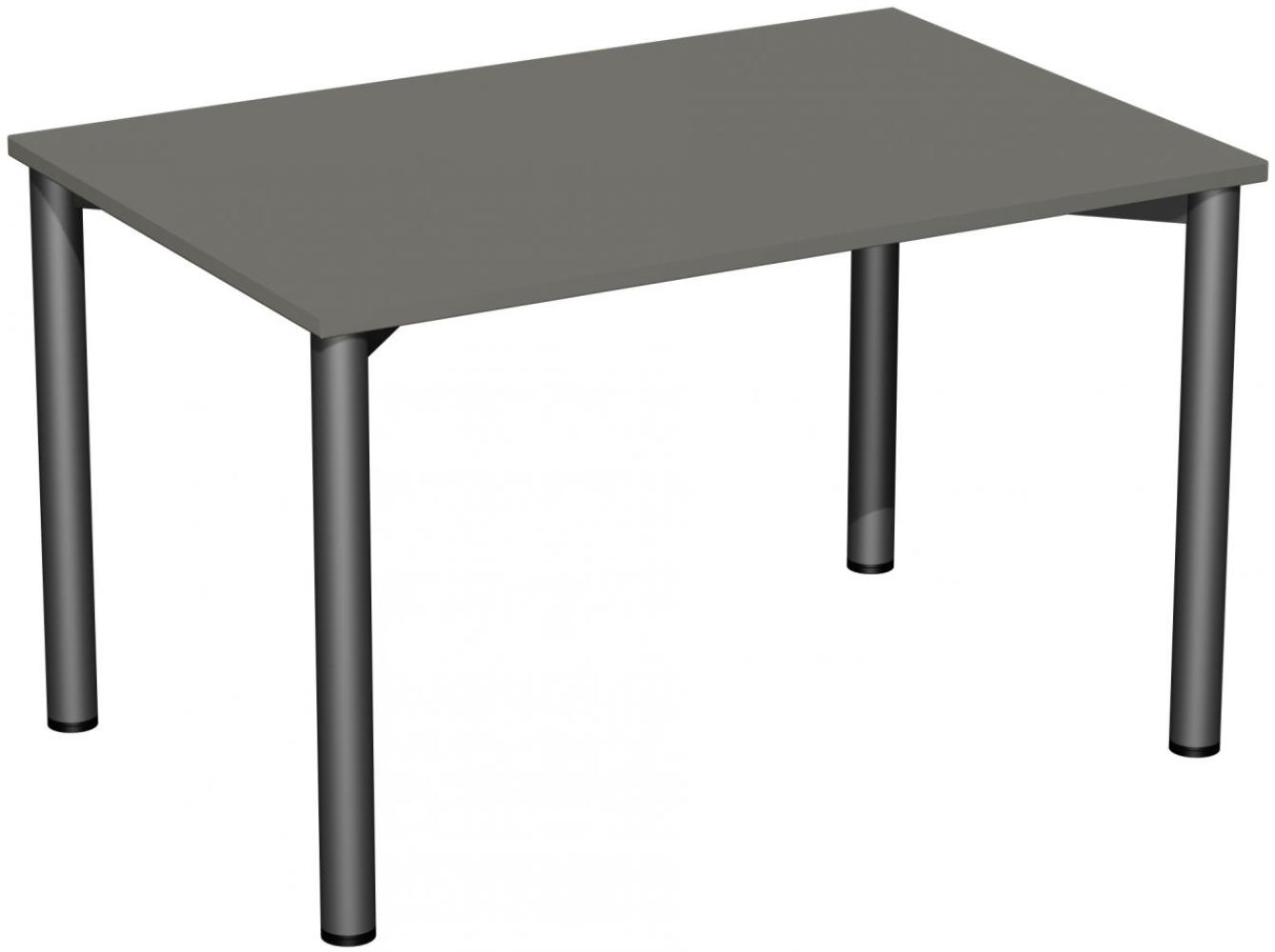 Schreibtisch '4 Fuß Flex', feste Höhe 120x80cm, Graphit / Anthrazit Bild 1