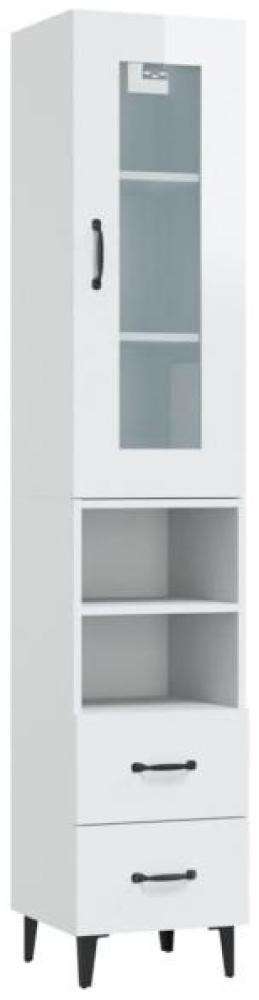 Highboard Hochglanz-Weiß 34,5x34x180 cm Holzwerkstoff [3115384] Bild 1