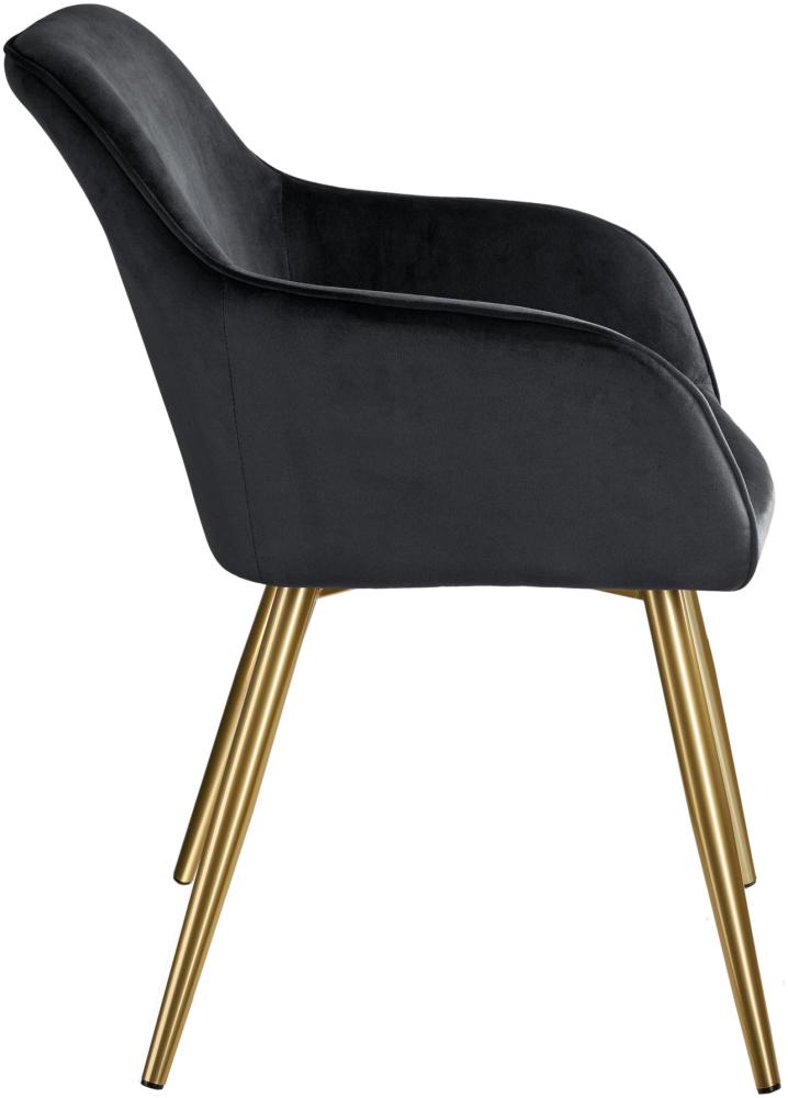 Stuhl Marilyn Samtoptik, goldene Stuhlbeine - schwarz/gold Bild 1