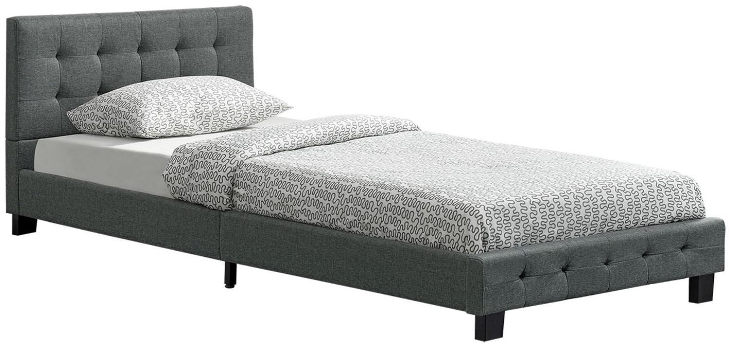 Juskys Polsterbett Manresa 90 x 200 cm - Bett mit Lattenrost und Kopfteil - Zeitloses modernes Design, Grau Bild 1