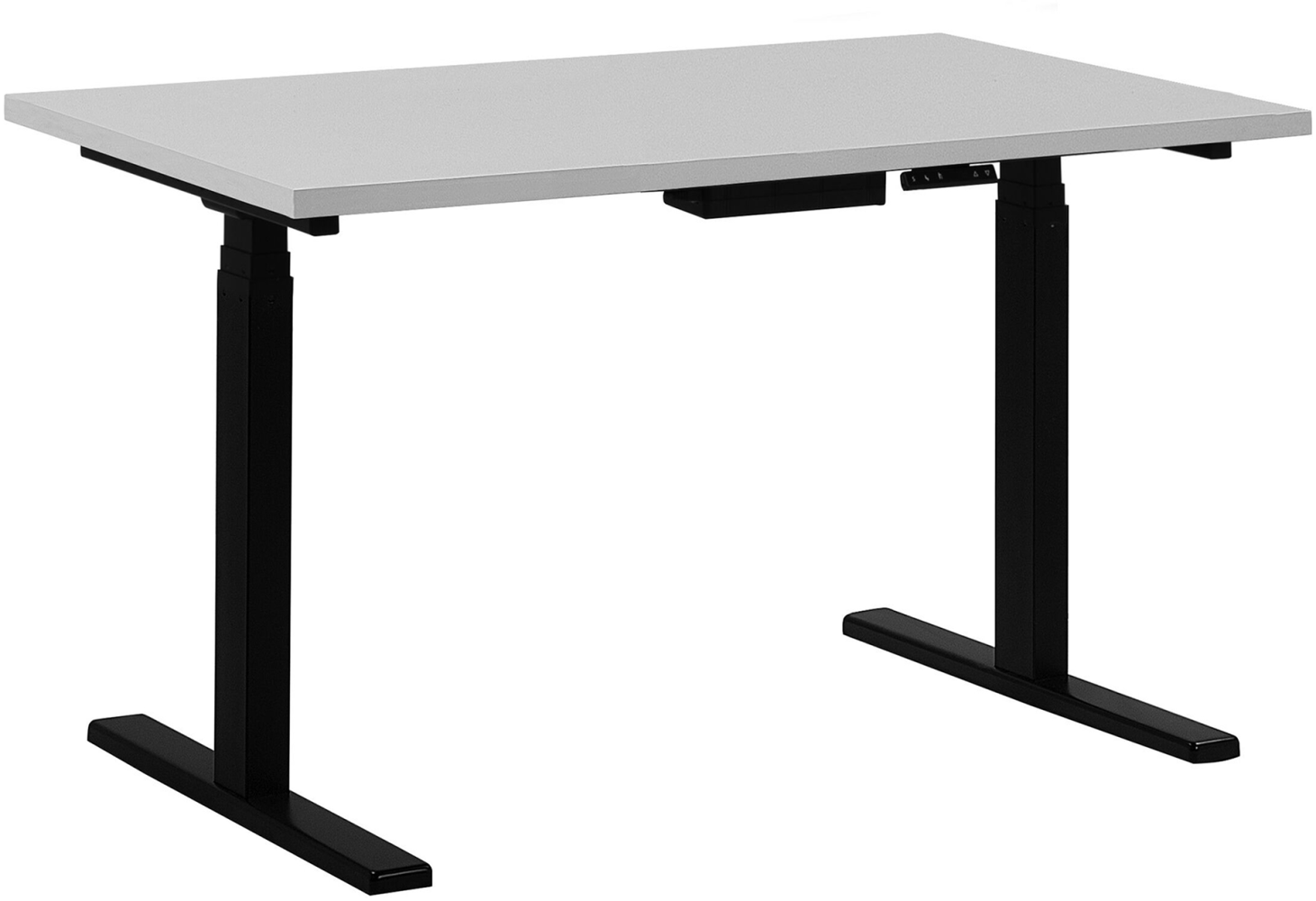 Schreibtisch elektrisch höhenverstellbar, Spanplatte Weiß/ Schwarz, 63-126 x 130 x 72 cm Bild 1