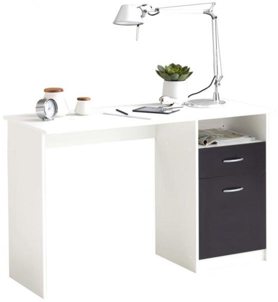 FMD Schreibtisch mit 1 Schublade 123×50×76,5 cm Weiß/Schwarz Bild 1