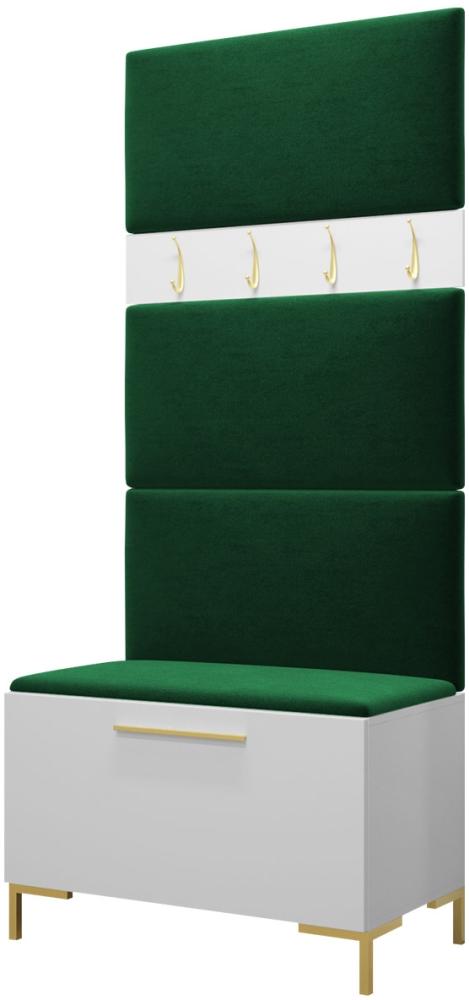 Garderoben-Set Zinetto III mit 4 Stück Gepolstertes Wandpaneel Pag 84x42 (Weiß + Gold, Manila 35) Bild 1