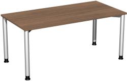 Schreibtisch '4 Fuß Flex' höhenverstellbar, 160x80cm, Nussbaum / Silber