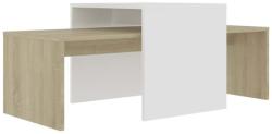2er-Set Couchtisch, Spanplatte weiß/Sonoma-Eiche 100 x 48 x 40 cm
