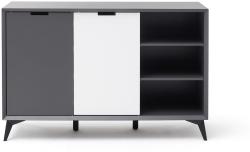 Sideboard Netanja in weiß und grau mit Wechselfronten 137 x 92 cm