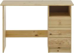 Schreibtisch mit 3 Schubladen, Kiefer massiv Natur lackiert, 110 x 54 x 73 cm