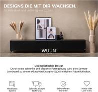 Wuun® TV-Board Lowboard Wohnwand TV-Bank Somero / 120cm / Weiß-Matt & Weiß-Hochglanz/Haarnadel Schwarz