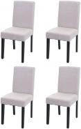 4er-Set Esszimmerstuhl Stuhl Küchenstuhl Littau ~ Textil, creme-beige, dunkle Beine
