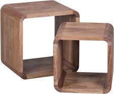 Wohnling 2er Set Satztisch, Wohnzimmer-Tisch, Massiv-Holz, Akazie