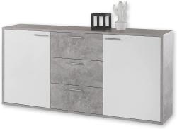 Sideboard 'MOUNTAIN', Beton grau / Hochglanz Weiß, ca. 180 cm breit