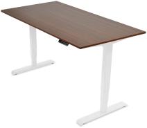 Desktopia Pro - Elektrisch höhenverstellbarer Schreibtisch / Ergonomischer Tisch mit Memory-Funktion, 5 Jahre Garantie - (Nussbaum, 160x80 cm, Gestell Weiß)