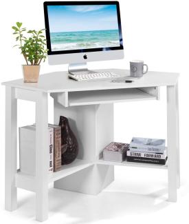 COSTWAY Schreibtisch Computerschreibtisch Computertisch Eckschreibtisch Winkelschreibtisch Bürotisch Corner Table Ecktisch Arbeitstisch Tastaturauszug 120 x 60 x 76,5cm Weiss