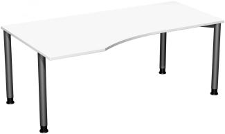 PC-Schreibtisch '4 Fuß Flex' links, höhenverstellbar, 180x100cm, Weiß / Anthrazit