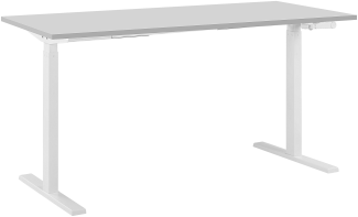 Schreibtisch manuell höhenverstellbar, Spanplatte Grau/ Weiß,76-116 x 130 x 72 cm