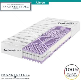 Frankenstolz Allergo Matratze perfekt für Allergiker 160x200 cm, H2, Taschenfedern