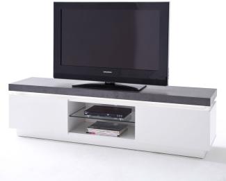 TV-Lowboard matt weiß und Stone Design 175 cm