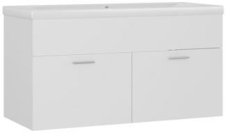 vidaXL Waschbeckenunterschrank mit Einbaubecken Weiß Spanplatte [3070838]