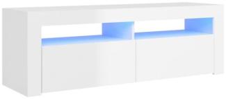 vidaXL TV-Schrank mit LED-Leuchten Hochglanz-Weiß 120x35x40 cm, Mit Beleuchtung [804316]
