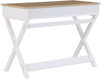 Schreibtisch weiß / heller Holzfarbton 103 x 50 cm 2 Schubladen EKART