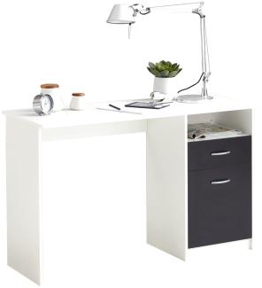 FMD Schreibtisch mit 1 Schublade 123×50×76,5 cm Weiß/Schwarz