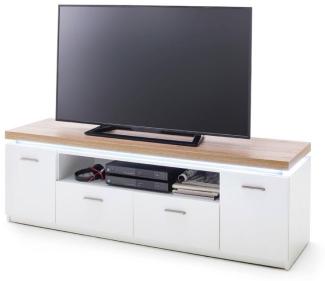 TV-Board CALI Lowboard in weiß und Wotan Eiche mit LED