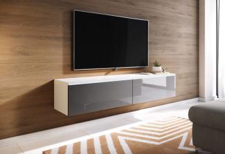 Lowboard "Lowboard D" TV-Unterschrank 140cm weiß grau hochglanz grifflos