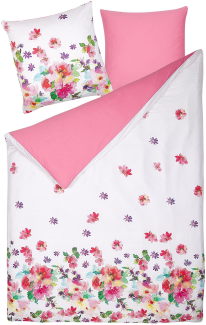 Bettwäsche Set Weiß / Rosa aus Baumwolle 135 x 200 cm Kopfkissenbezug Deckenbezug Praktisch Schlafzimmereinrichtung Modernes Design