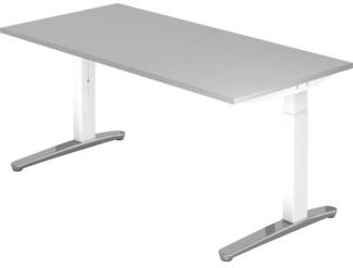 'XB16' Schreibtisch, C-Fu,ß 160x80cm, Grau/Weiß, poliert