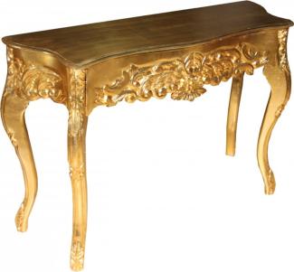 Casa Padrino Barock Konsolentisch Gold mit Schubladen Damen Schminktisch B 116 cm, H 77 cm - Antik Stil - Barock Möbel - Limited Edition
