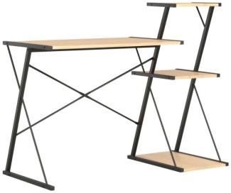 Schreibtisch mit Regal, Schwarz/ Eiche, 116 × 50 × 93 cm