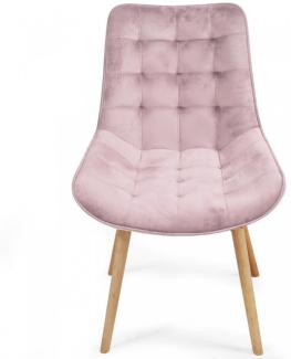 MIADOMODO® 8er-Set Esszimmerstühle gesteppt, Samt/Buchenholz rosa