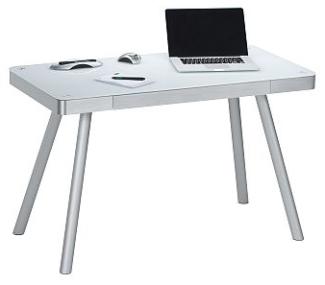 Schreibtisch Computertisch 5000, mit ESG-Sicherheitsglas, 120,2 x 73 x 60 cm Metall Alu- Weißglas