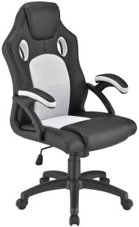 Juskys Racing Schreibtischstuhl Montreal (weiß) ergonomisch, höhenverstellbar & gepolstert, bis 120 kg - Bürostuhl Drehstuhl PC Gaming Stuhl