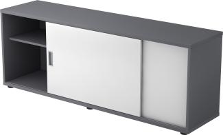 bümö® Lowboard mit Schiebetür, Sideboard in Graphit/Weiß