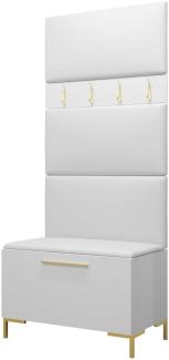 Garderoben-Set Zinetto III mit 4 Stück Gepolstertes Wandpaneel Pag 84x42 (Weiß + Gold, Soft 017)
