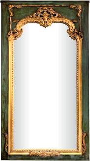 Casa Padrino Barock Wandspiegel Grün Antik Stil / Gold 105 cm x H 192 cm - Antik Look - Edel & Prunkvoll