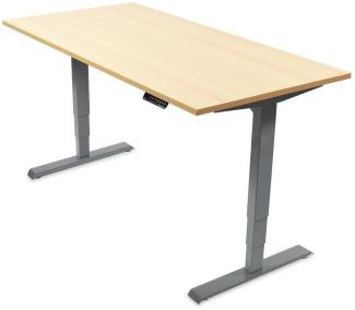 Desktopia Pro - Elektrisch höhenverstellbarer Schreibtisch / Ergonomischer Tisch mit Memory-Funktion, 5 Jahre Garantie - (Ahorn, 160x80 cm, Gestell Grau)